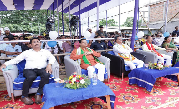 Tripura CM Dr. Manik Saha listens to PM Modi’s Mann Ki Baat at Raima Valley constituency.